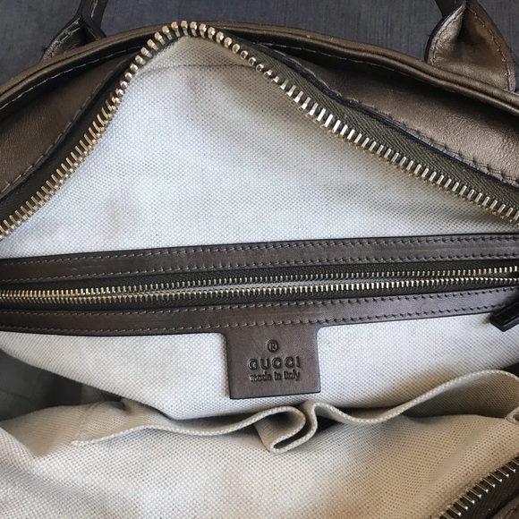 GUCCI Beige Metallic GG Canvas Heart-Bit Top Handle Bag - Picture 7 of 16